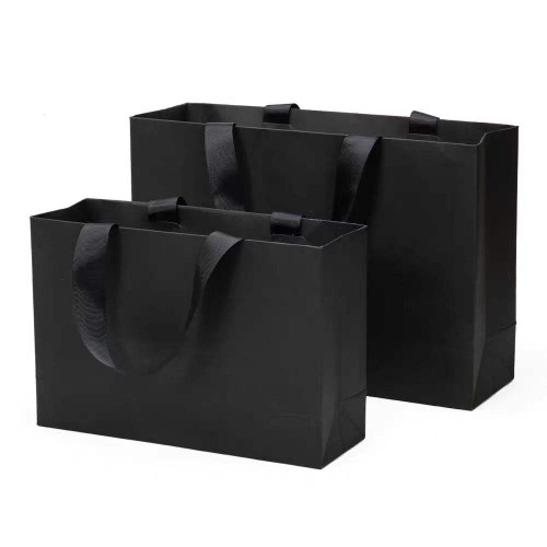 50 Gift Shopping  Paper Tote Bag Black (Multiple Sizes)