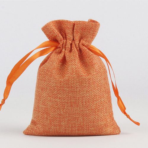 100 Burlap Drawstring Bag Gift Pouch 2 3/4" x 3 1/2" Orange