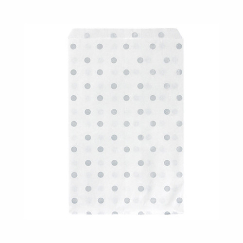 Paper Jewelry Gift Bag 4x6" Polka Dot Silver (100)