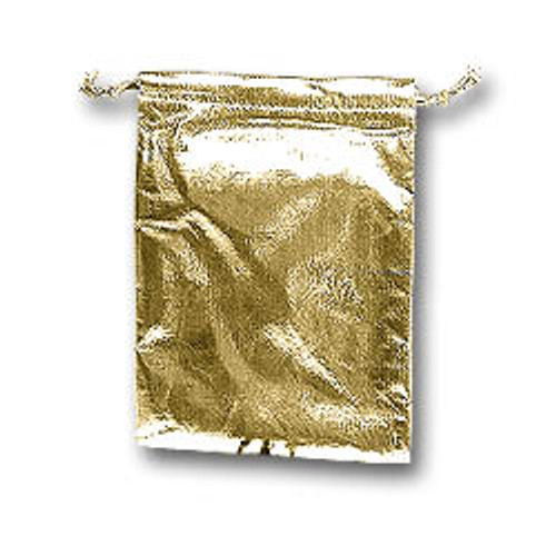 100 Metallic Fabric Bag Jewelry Gift Pouch Gold 5X7"