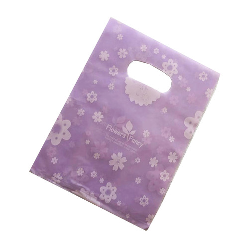  100 Plastic Retail Jewelry Gift Shopping Bags 6X8" Purple Flower