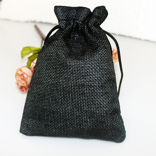 100 Burlap Drawstring Bag Gift Pouch 5" x 7" Black