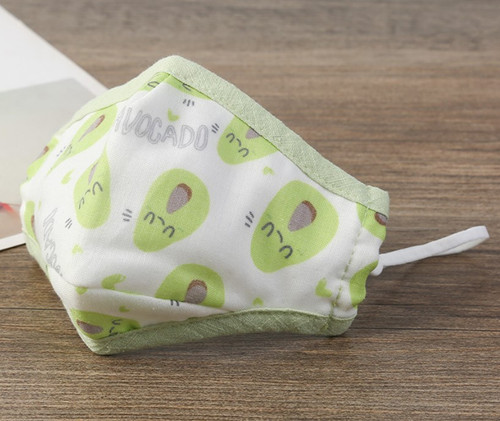 Reusable Cotton Washable Kids Face Mask Individual Sealed Avacado