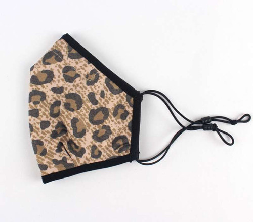 Sports Face Mask Gym Outdoor 2-Layer Polyester Washable Leopard