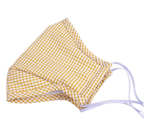 Cotton Adult Face Mask Washable Individual Sealed Yellow Checkers