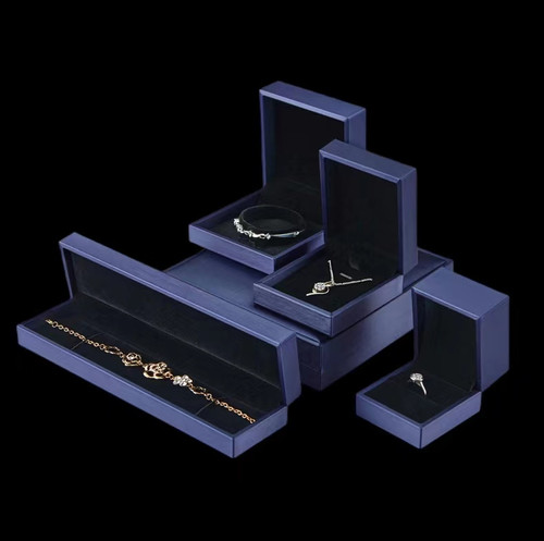 Large Brushed Leather Jewelry Box Blue