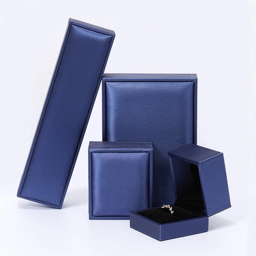 Large Brushed Leather Jewelry Box Blue