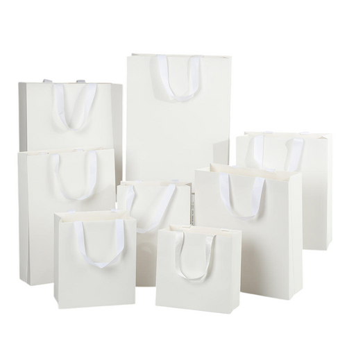 50 Gift Shopping Paper Tote Bag White (Multiple Sizes)