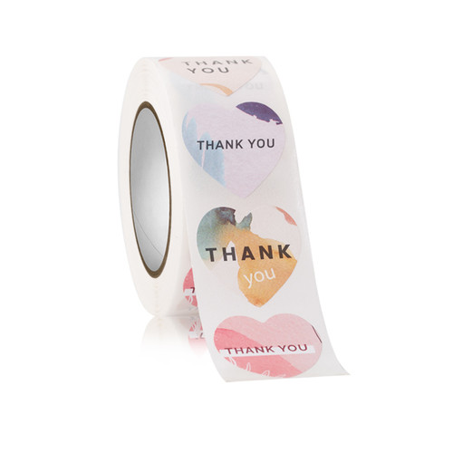 500 Thank You Stickers Heart-Shaped