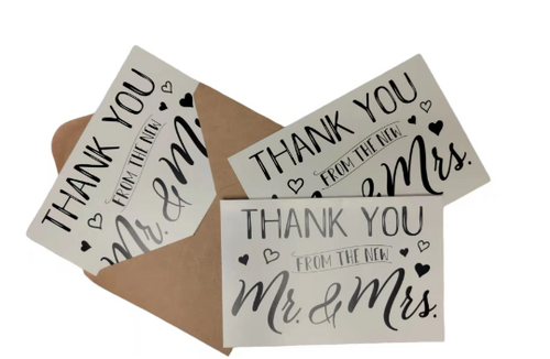 120 Pcs Wholesale "Thank you from the new Mr & Mrs" Greeting Cards 4 x 6" 