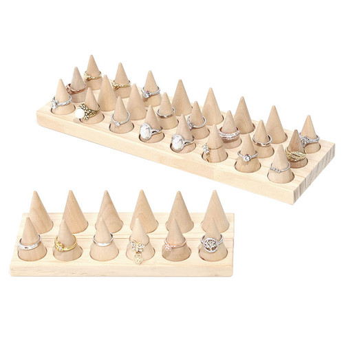 Wooden 24-Cone Ring Display Detachable 
