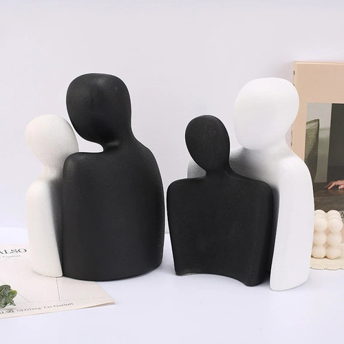 Resin Couple Mannequin Necklace Pendant Jewelry Display Set White