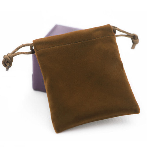 Brown drawstring velvet pouch 