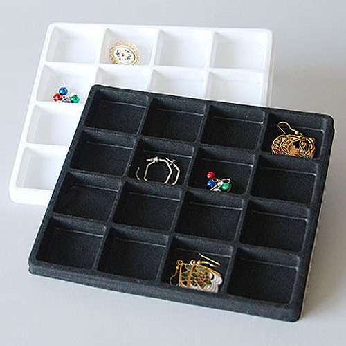 Flocked Tray Liner 16-Compartment Insert Black