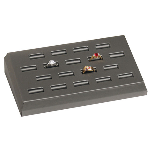 Ring Display Tray 18 Slot Ramp Steel Grey