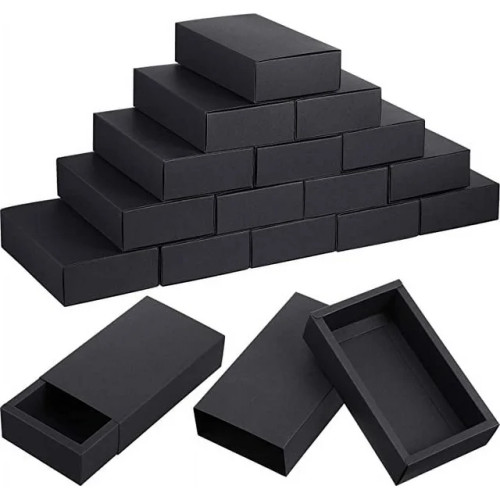 50 pcs Black Cardboard Present Boxes for Soap, Jewelry, Candy & Gifts 12.4"x7.7"x2"H