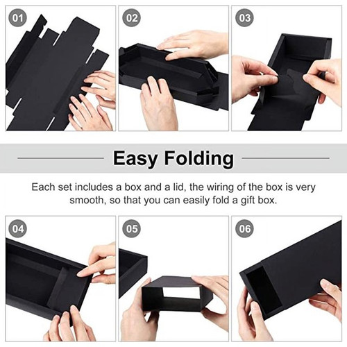 50 pcs Black Cardboard Present Boxes for Soap, Jewelry, Candy & Gifts 12.4"x7.7"x2"H