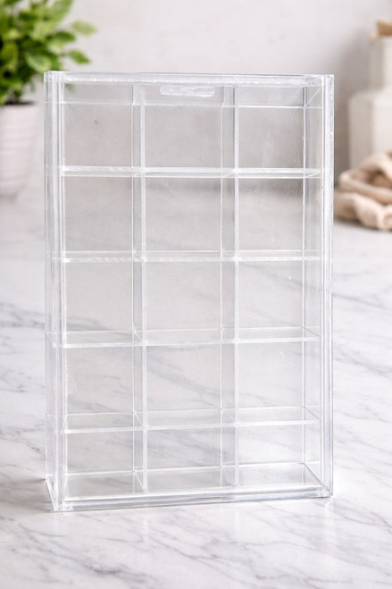 Acrylic 15 -Compartment Box With Sliding Lid 7"L x 4.5"W x 1"H