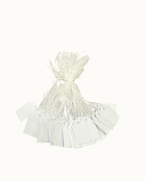 100pcs Paper Tie String Price Label Jewelry Tag Blank 1" x 5/8" White