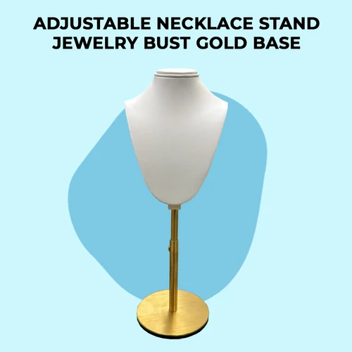 Adjustable Necklace Stand Jewelry Bust Gold Base  7.5"-12"