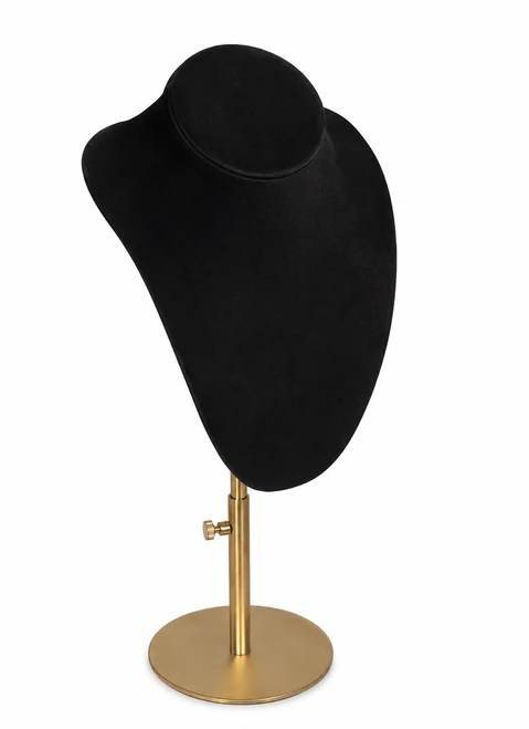 Adjustable Necklace Stand Jewelry Bust Gold Base  7.5"-12"