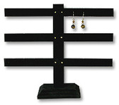 Earring T-Bar(12 pairs) Display Stand Black Velvet