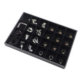 Velvet 24-Compartment Display Tray Black