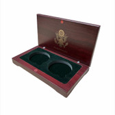 Coin Case Rose Wood Box for 2 Eagle Silver Coins