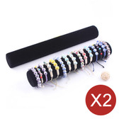 2 Bracelet Bangle Chain Display Bar Tube Black Velvet