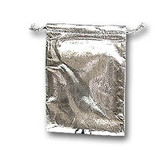 100 Metallic Fabric Bag Jewelry Gift Pouch Silver 2x2.75"