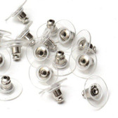 50 Earring Back Stoppers Ear Nuts Silver