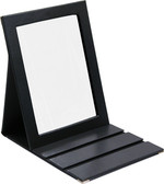 Faux Leather Folding Glass Mirror Black