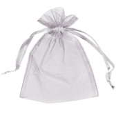 100 Organza Jewelry Bag Gift Pouch Silver 4X6"