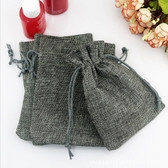 100 Burlap Drawstring Bag Gift Pouch 2 3/4" x 3 1/2" Grey