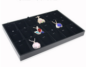 Velvet 18-Insert Pendant Earring Pad Tray Black 