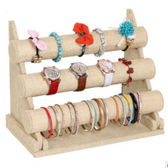 Bracelet Watch Chain Display Bar 3 Tiers Burlap