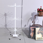 Large Counter Top 28" High Spin Metal Rack 3 Tiers White