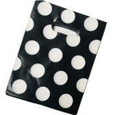 100 Plastic Retail Store Gift Shopping Bags 14"x17" Polka Dot Black