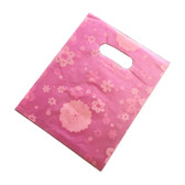 100 Plastic Retail Store Shopping Bags Handle Slot 10X13" Pink Flower 