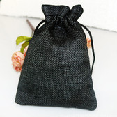 100 Burlap Bag Gift Pouch 4" x 5 1/2" Black