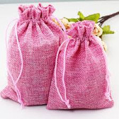 100 Burlap Drawstring Bag Gift Pouch 5" x 7" Pink