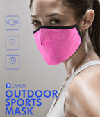 Sports Face Mask Gym Outdoor 2-Layer Polyester Washable Pink