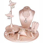 9 - Piece Jewelry Display Showcase Set  Steel Pink