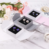 Flip-Open Ribbon Jewelry Box Magnetic Closure 3 1/4" x 3 1/8" x 1 3/8"H