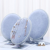 Set of 3 Oval Velvet Pearl Display Easel Board Grey