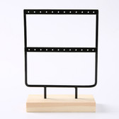 Metal Earring Organizer Display Wood Base (24-Hole) Black