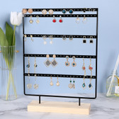 Metal Earring Stud Organizer Display Wood Base (110-Hole) Black