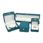 (Free Shipping) Crown Decor Leather Jewelry Box Blue