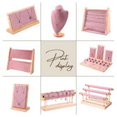 (Free Shipping) Premium Faux Suede Wooden Jewelry Display - Pink Collection 20 Models