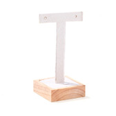 Wood Earring T Display Stand Velvet Beige